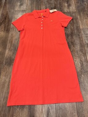 Tommy Bahama Coral-Red Polo Midi Dress